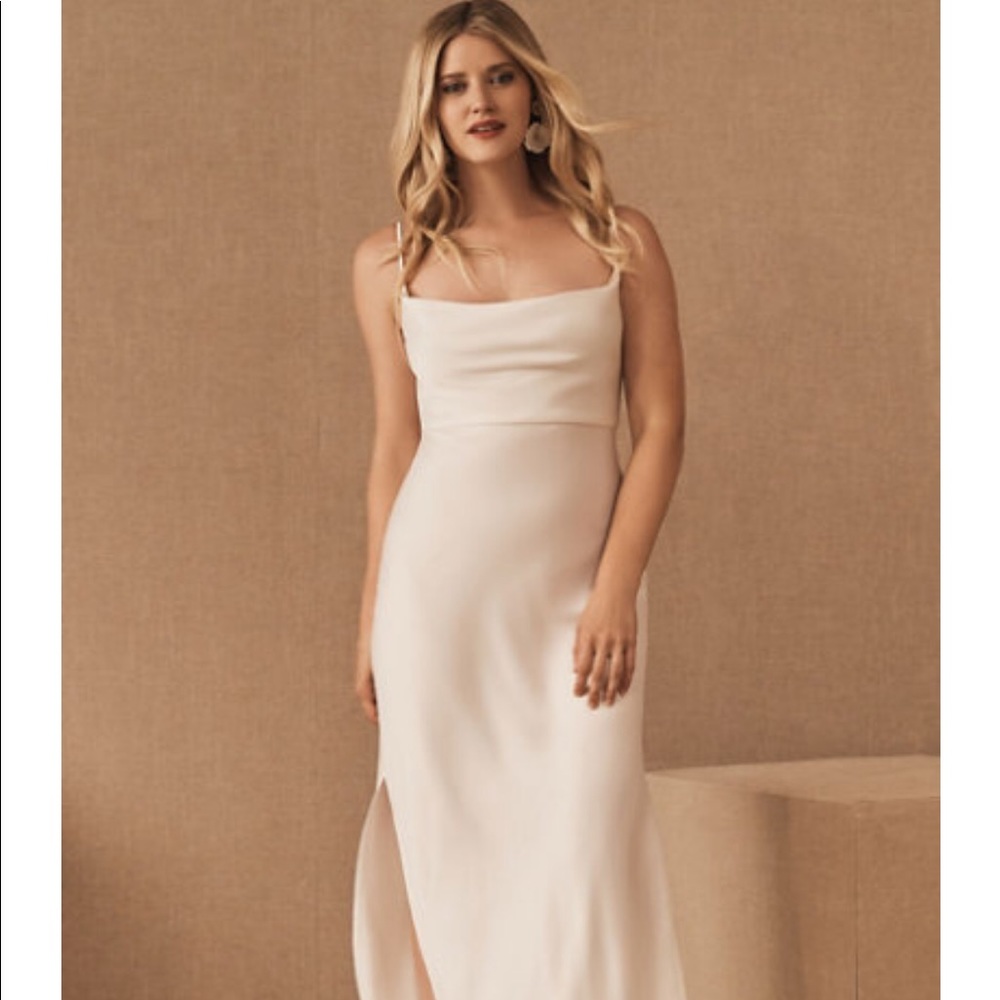 Cali Satin Charmeuse Midi Dress BHLDN ivory dress